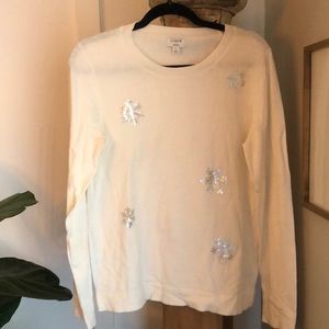 J. Crew cotton sequin snowflake sweater